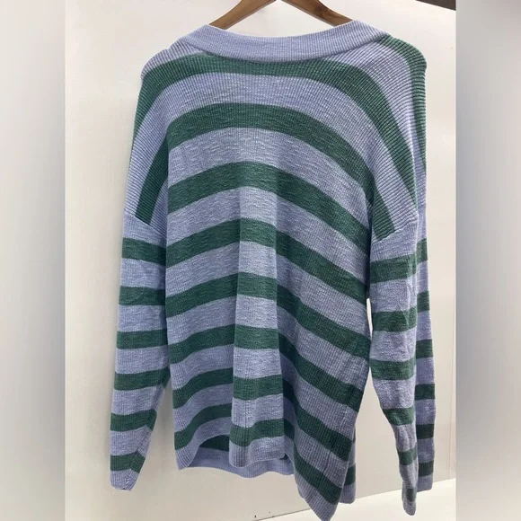 Free People Beach Malibu Striped Sweater Set Blue and Green - Picture 2 of 4